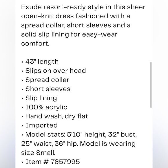 Steve Madden Short Sleeve Open Crochet Knit Midi Dress Ivory White M - Picture 8 of 11